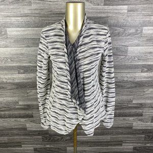 MAURICES Open Style White/Grey Striped Cardigan Sweater Women's Size Small